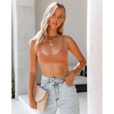 Step Up Cotton Blend Bralette - Clay