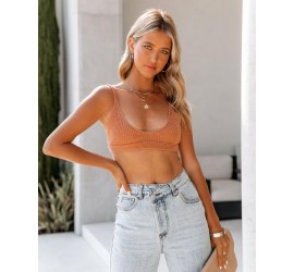 Step Up Cotton Blend Bralette - Clay
